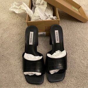 Steve Madden Alaya Black Croc Heel 7